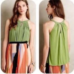 Anthropologie Sunday in Brooklyn pin-tucked halter tank in Moss.  Size Small